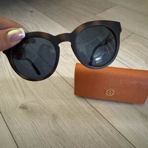 Tory Burch Tortoise  Round Sunglasses with Orange Case